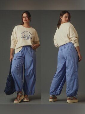 NWOT Anthropologie Daily Practice Cargo Pants Blue size- EXTRA LARGE